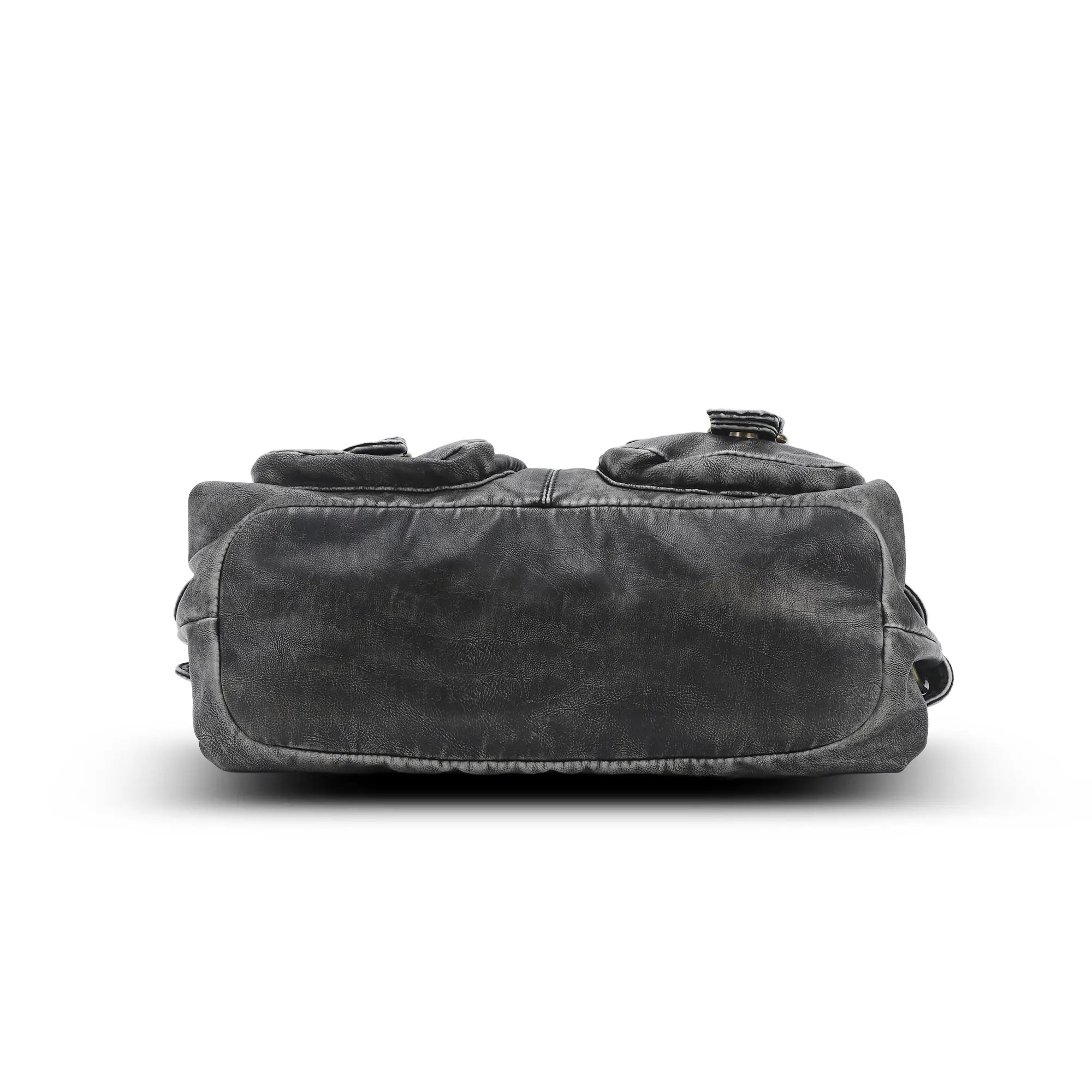 Washed Multi-Pocket Cargo Tote Bag with Crossbody Strap