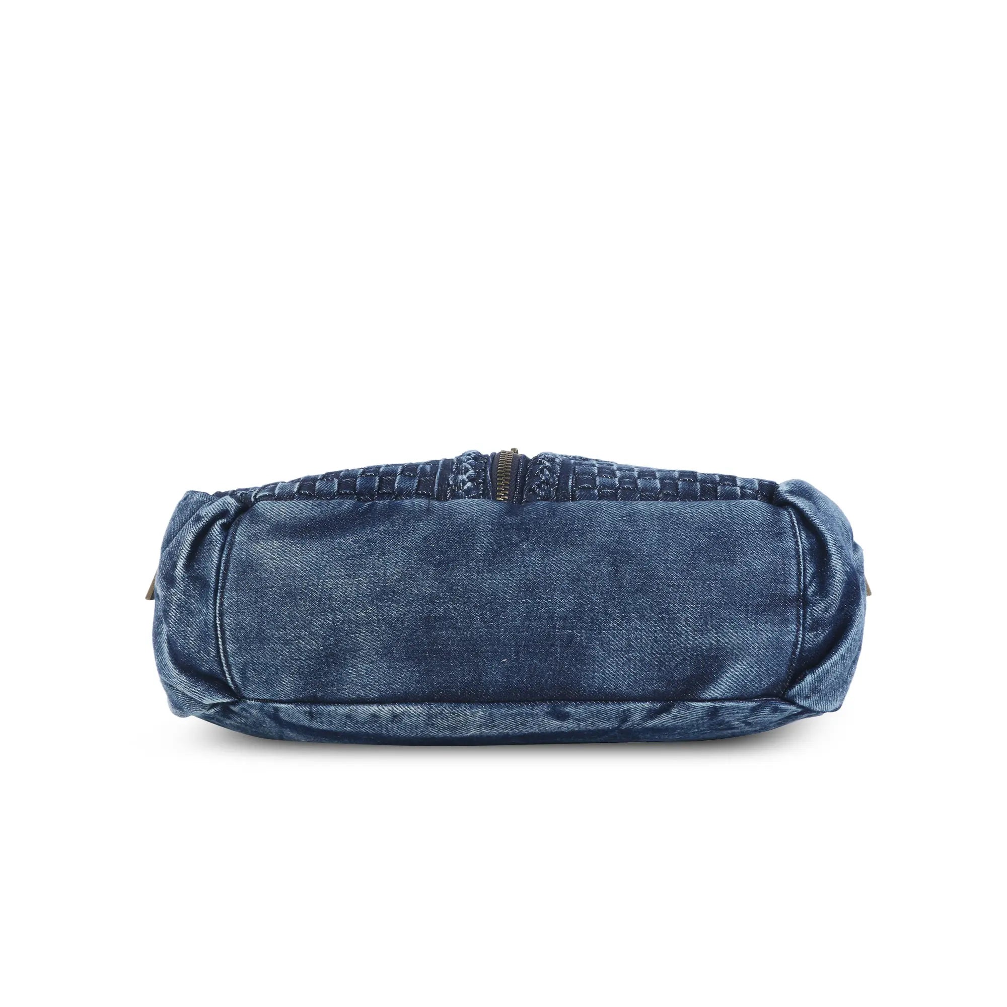 Y2K V-Zip Denim Hobo Shoulder-Crossbody Bag