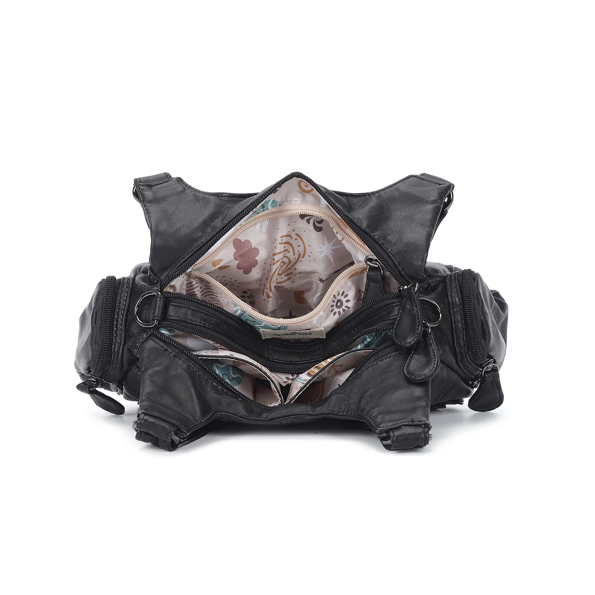 Women’s Moto Buckle Multi-Pocket Convertible Satchel Bag