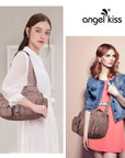 Small Double-Handle Shoulder Bag with Multiple Front Pockets