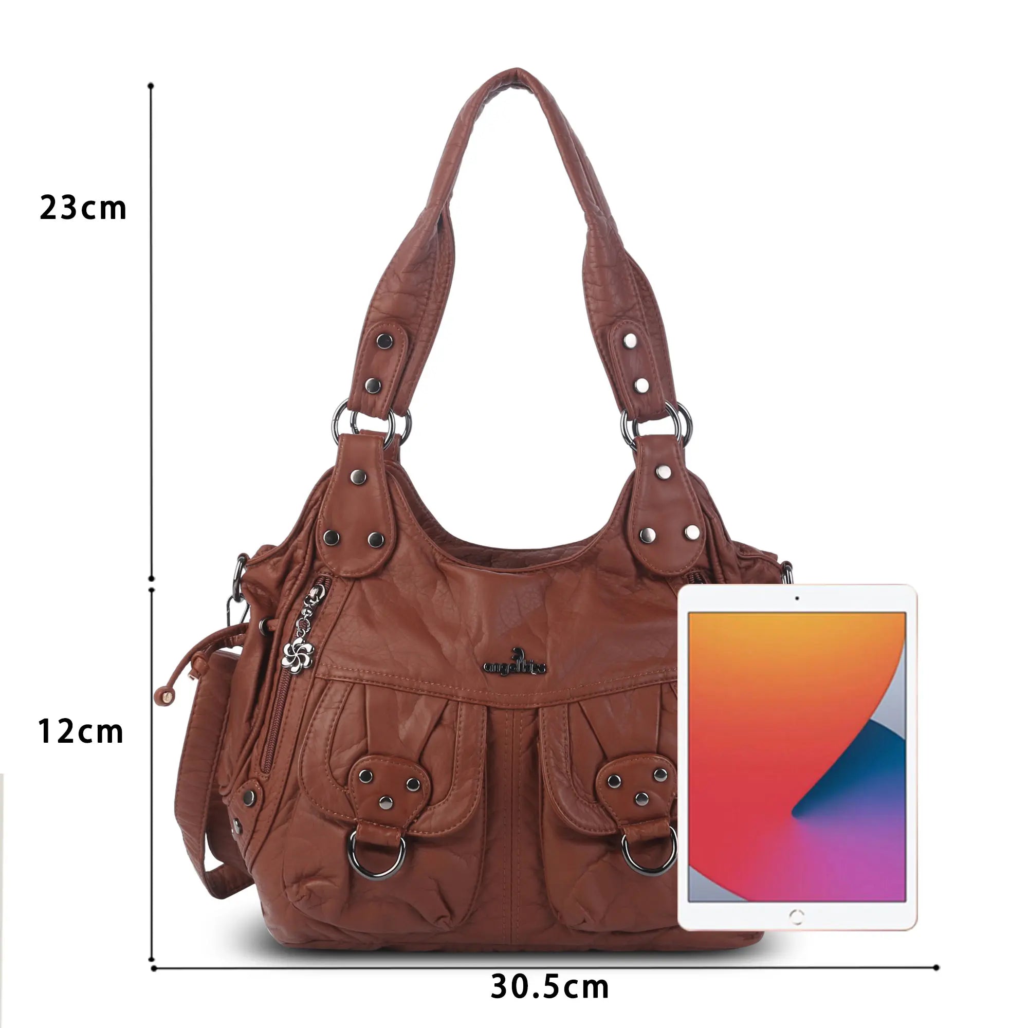 Organized Storage Faux Leather Tote Crossbody Bag Hardware Detail