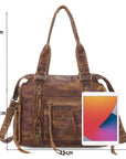 Vintage PU Leather Studded Shoulder Tote Bag for Travel