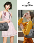 Small Double-Handle Shoulder Bag with Multiple Front Pockets