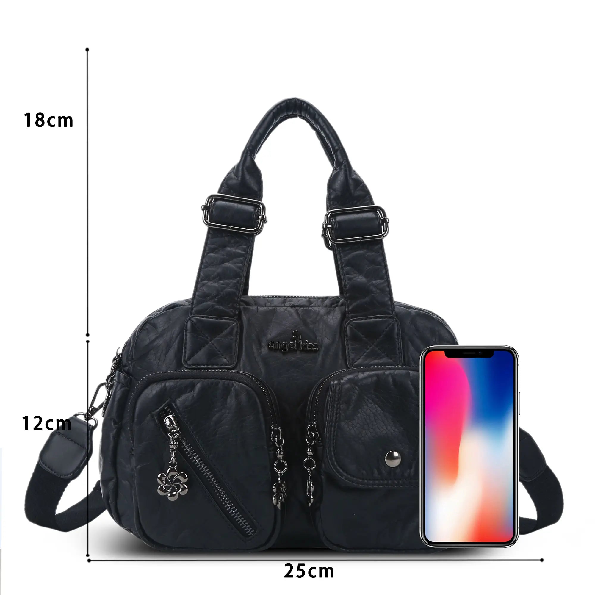 Small Multi-Pocket Satchel Bag with Adjustable Crossbody Strap