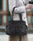 Vintage Utility Satchel Crossbody Bag with Easy-Access Pockets