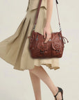 Organized Storage Faux Leather Tote Crossbody Bag Hardware Detail