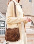Soft PU Multi-Pocket Satchel Crossbody Bag
