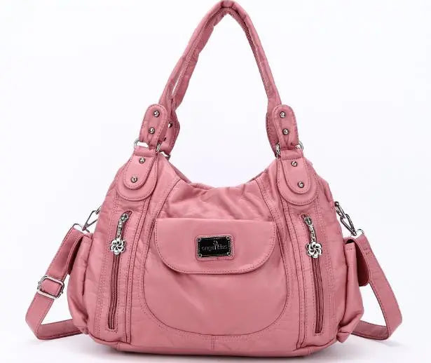 Vegan Leather Shoulder Hobo Purse with Multi-Pocket