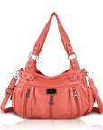 PU Multi-Zipper Classic Hobo Bags