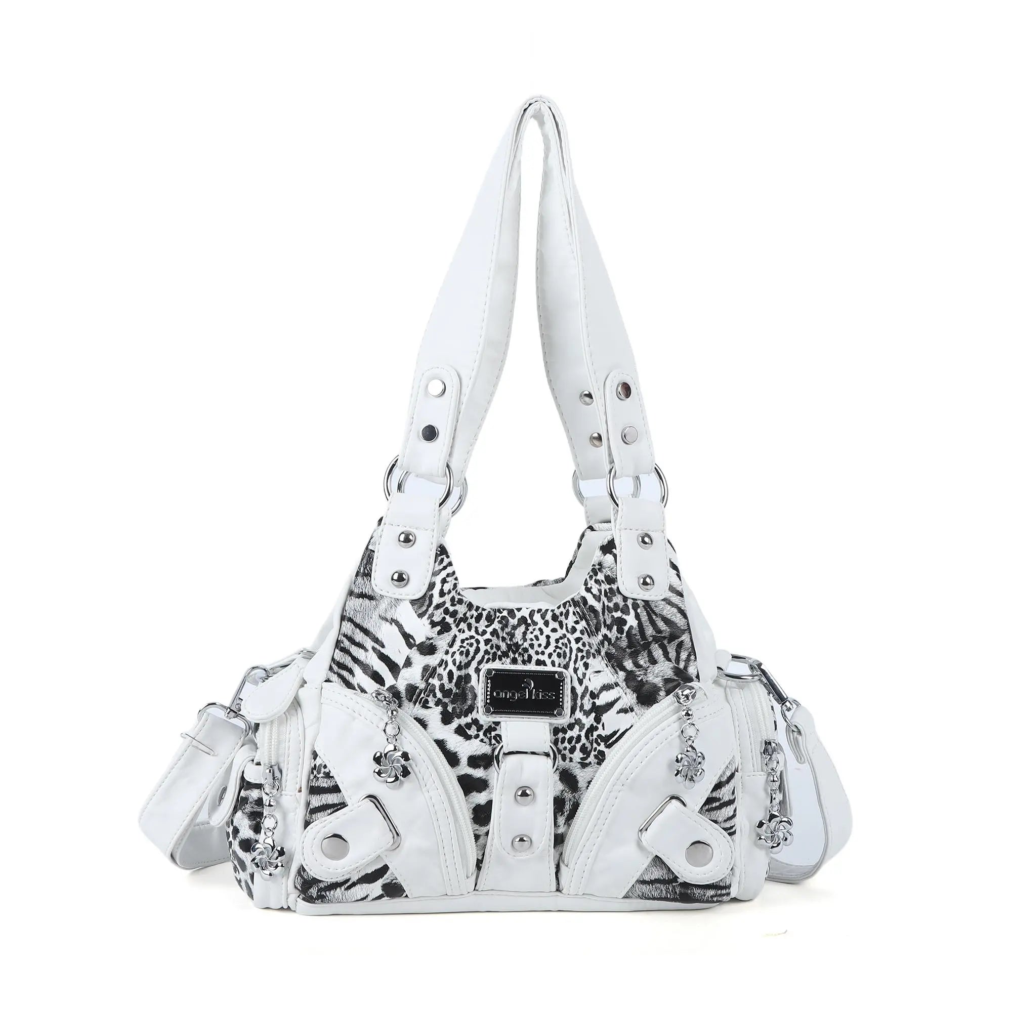 Leopard Print Y2K Shoulder Bag with Studded Details