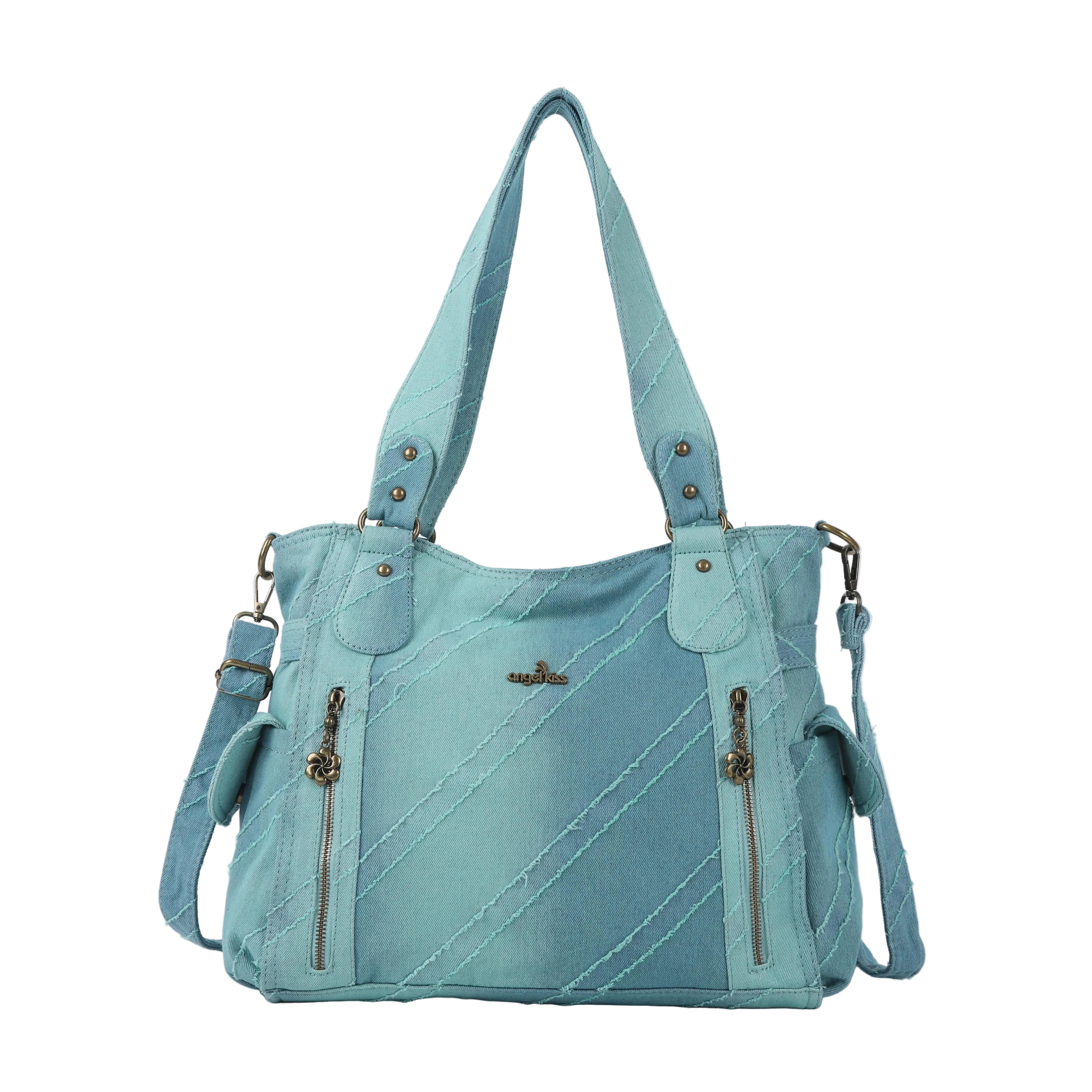 Women's Multi-Zip Tote Shoulder Purse With Wide Strap – Angel Kiss