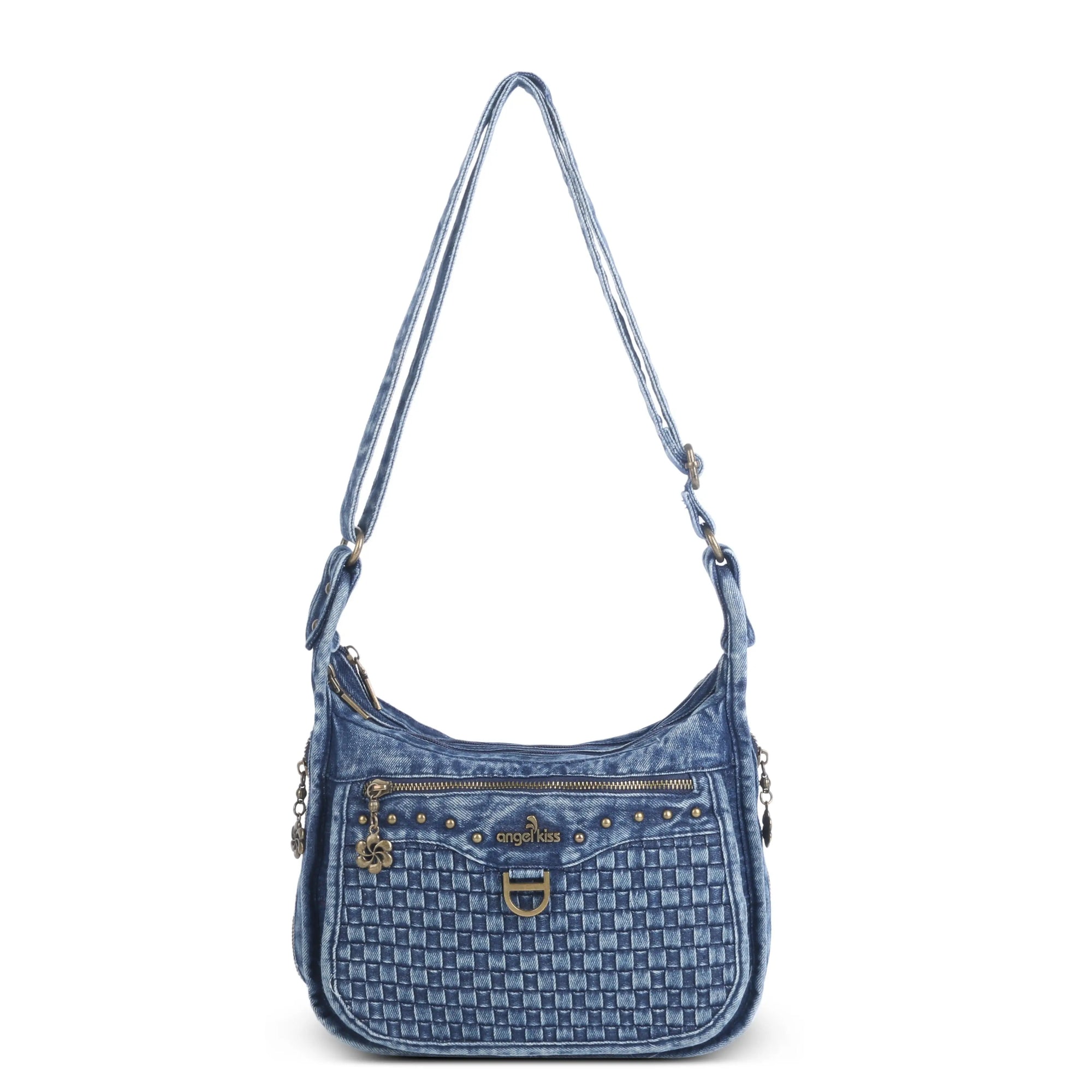 Y2K V-Zip Denim Hobo Shoulder-Crossbody Bag