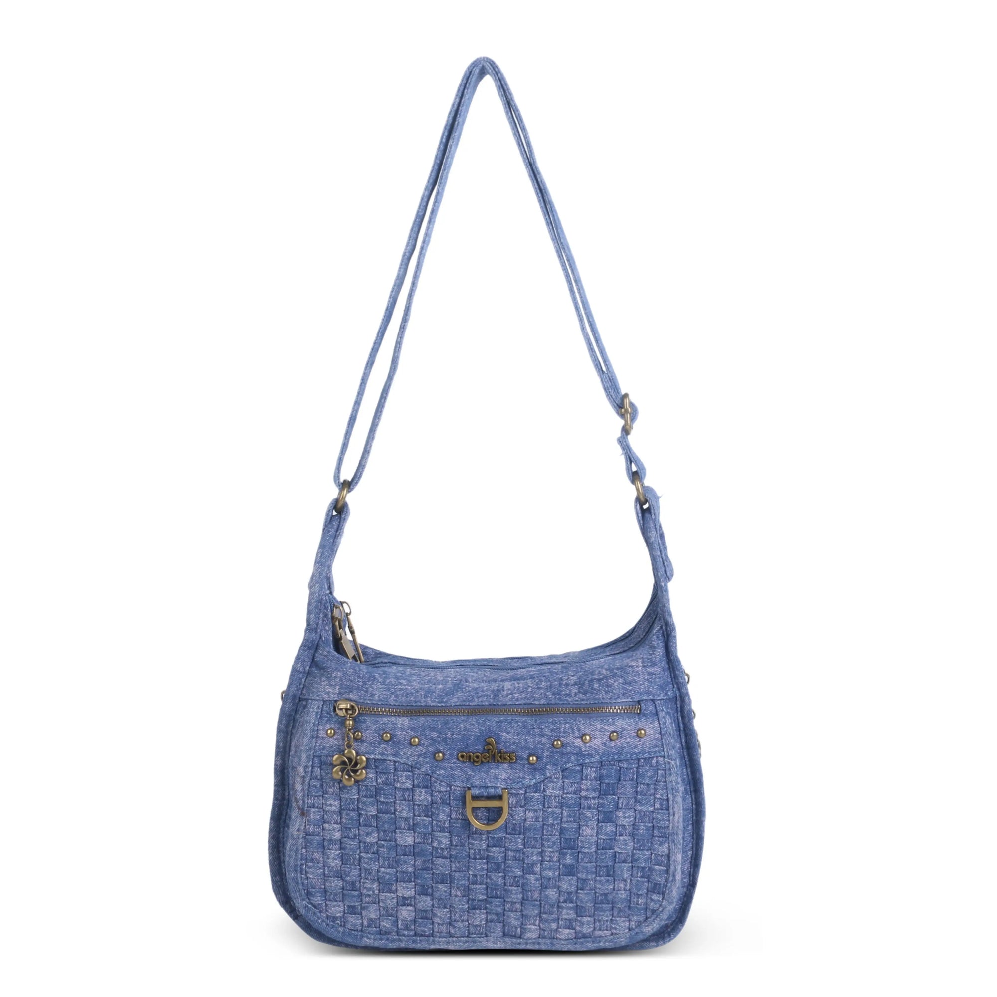 Y2K V-Zip Denim Hobo Shoulder-Crossbody Bag