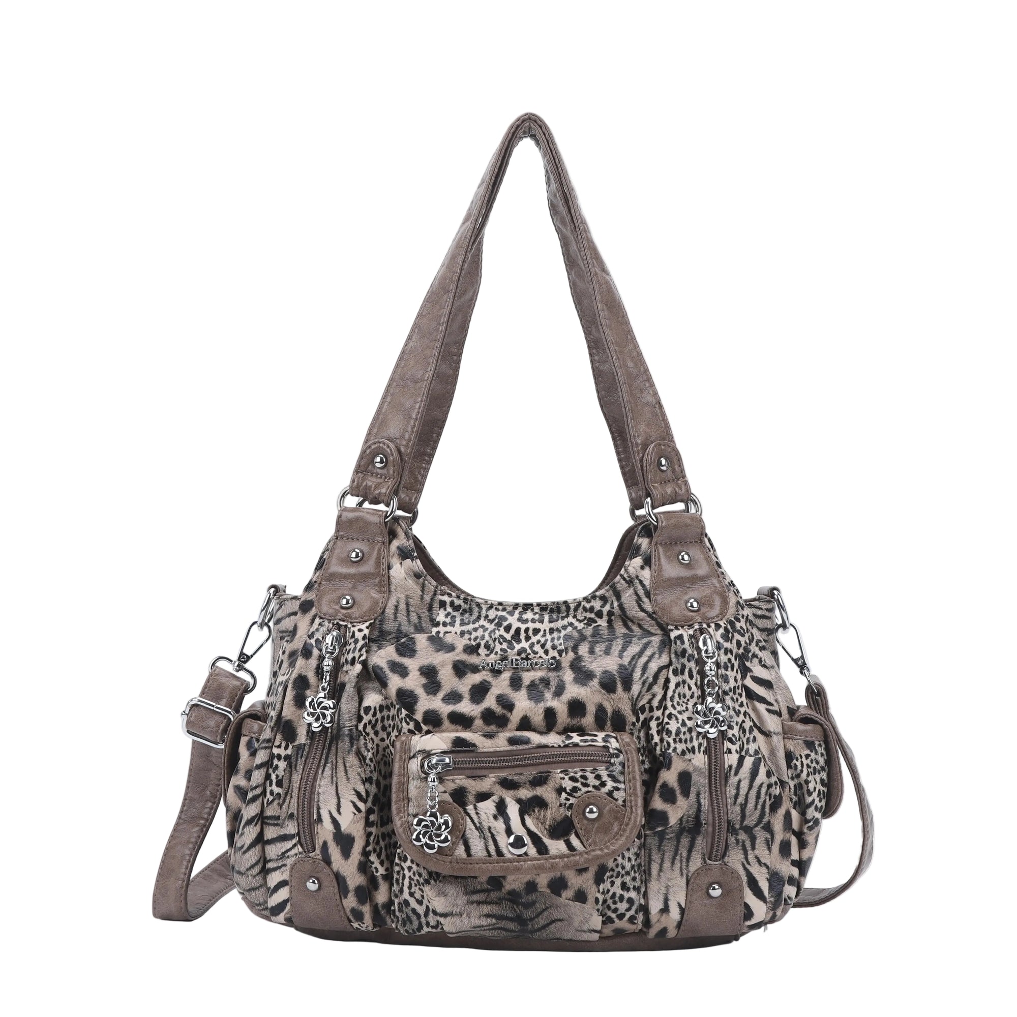 East-West Multi-Pocket PU Hobo Shoulder Bag