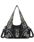 Leopard Print Crescent Shoulder Purse with Top Zip