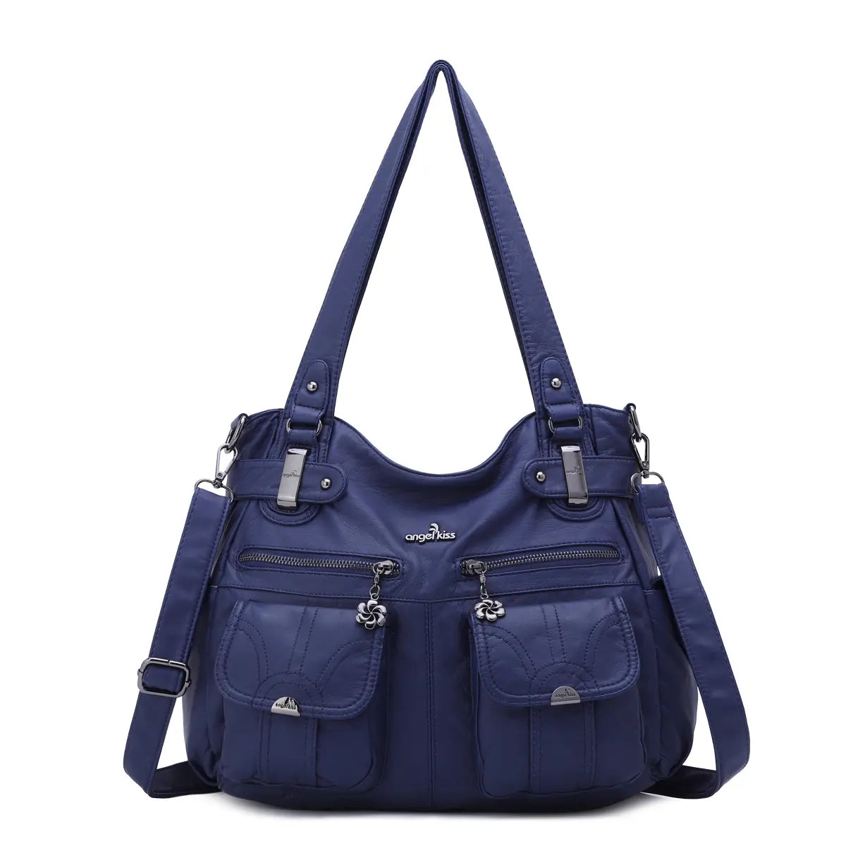 Distressed PU Crossbody Hobo Bag