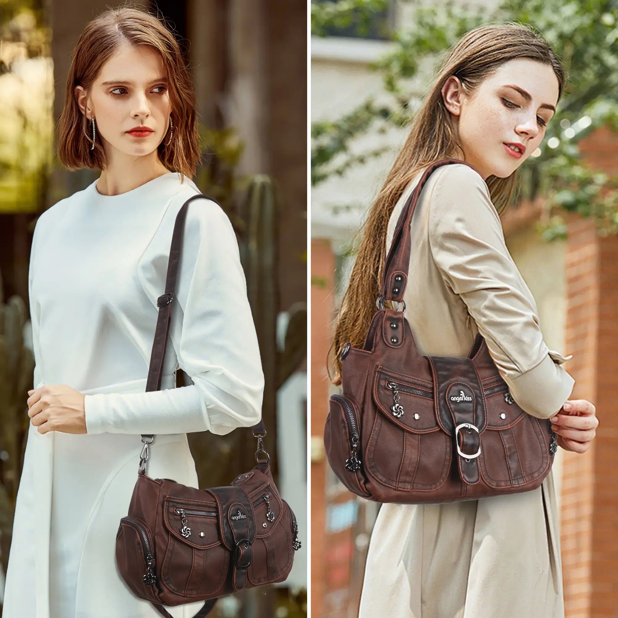 Large Braided Multi-Pocket Hobo Shoulder Bag with Crossbody Strap