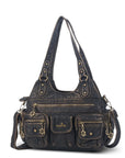 PU Convertible Multi-Pocket Hobo Crossbody Bag