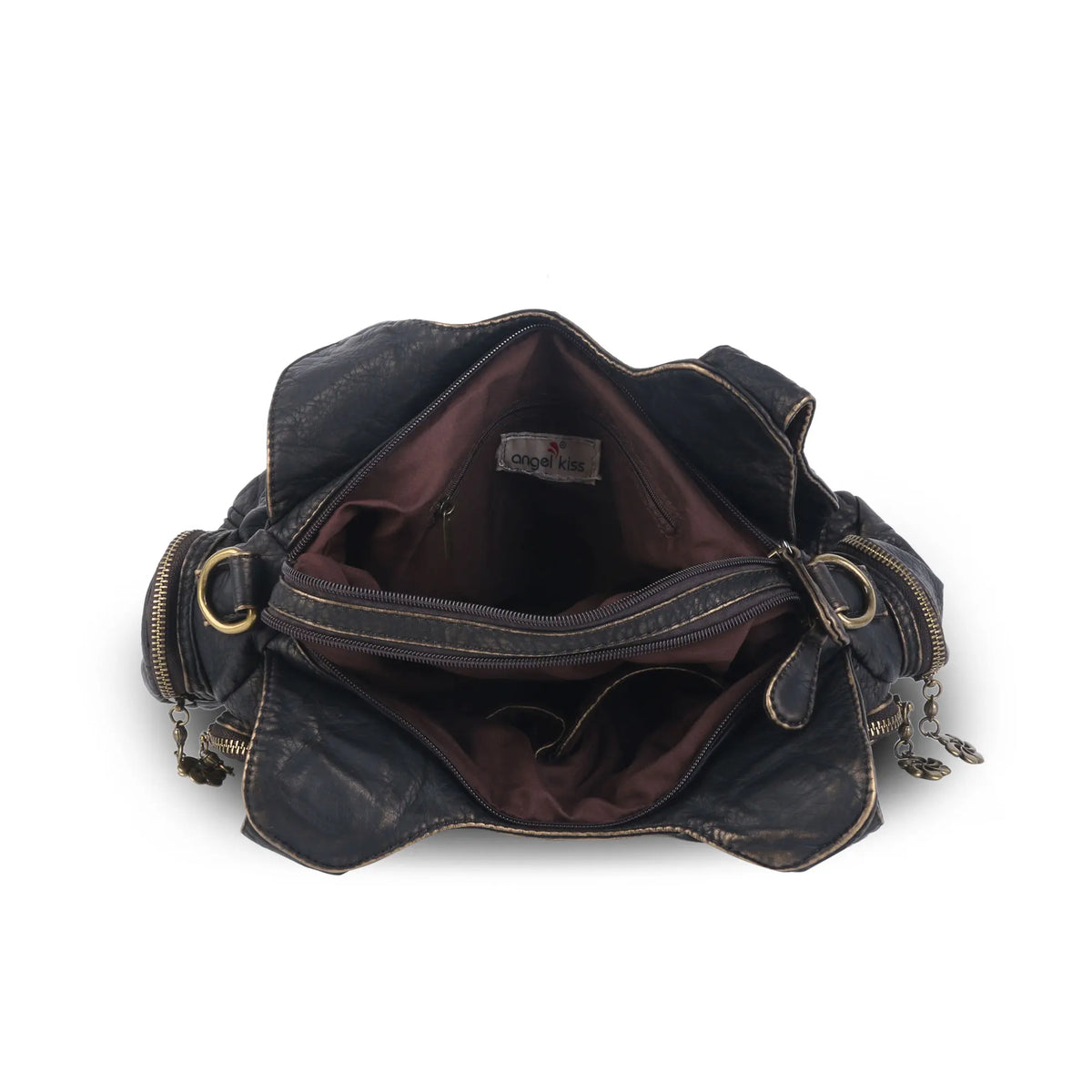 PU Convertible Multi-Pocket Hobo Crossbody Bag