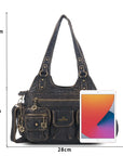 PU Convertible Multi-Pocket Hobo Crossbody Bag