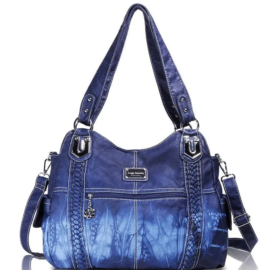 Washed PU Tie-Dye Hobo Shoulder Bag