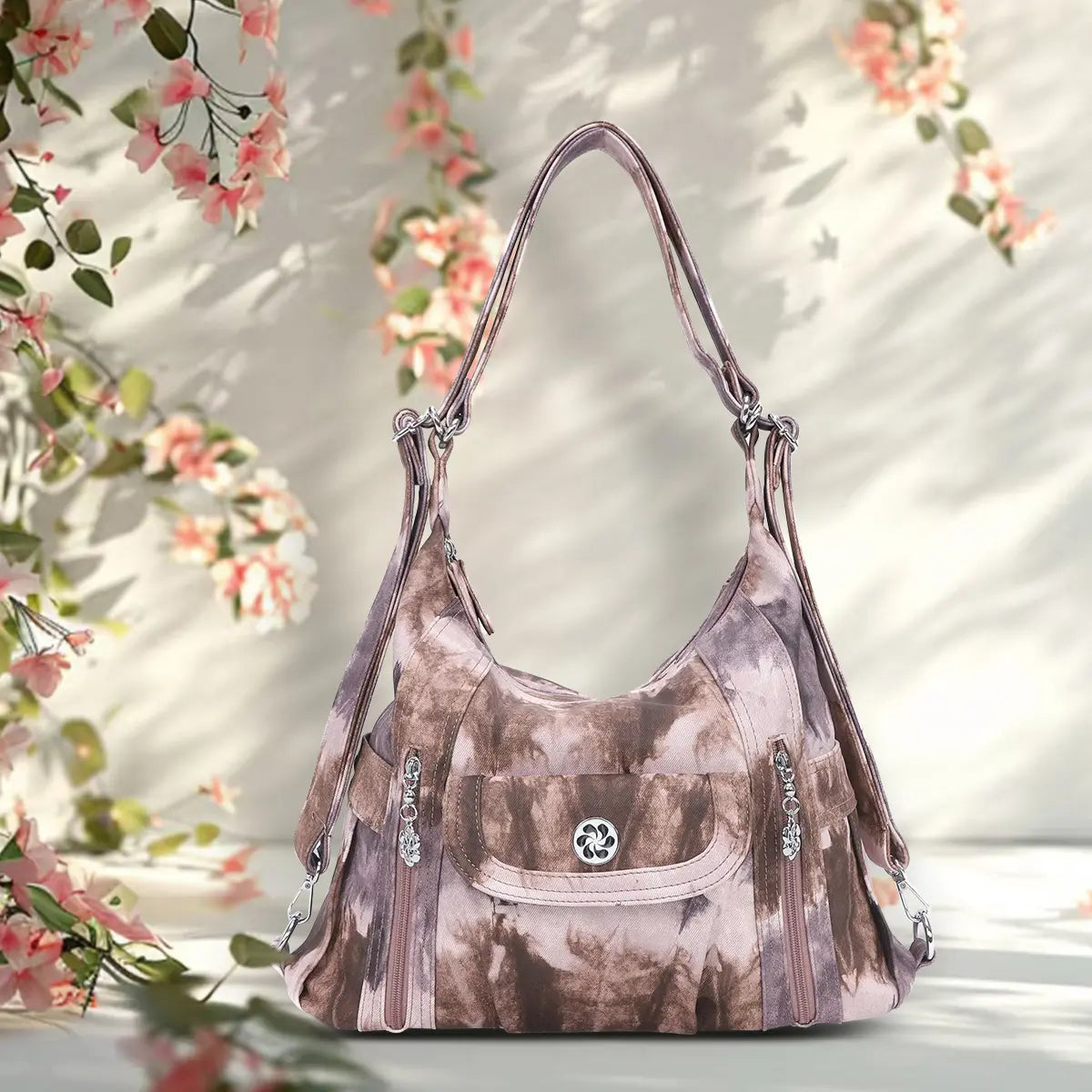 Washed Slouchy Crossbody Bag with Front Pocket