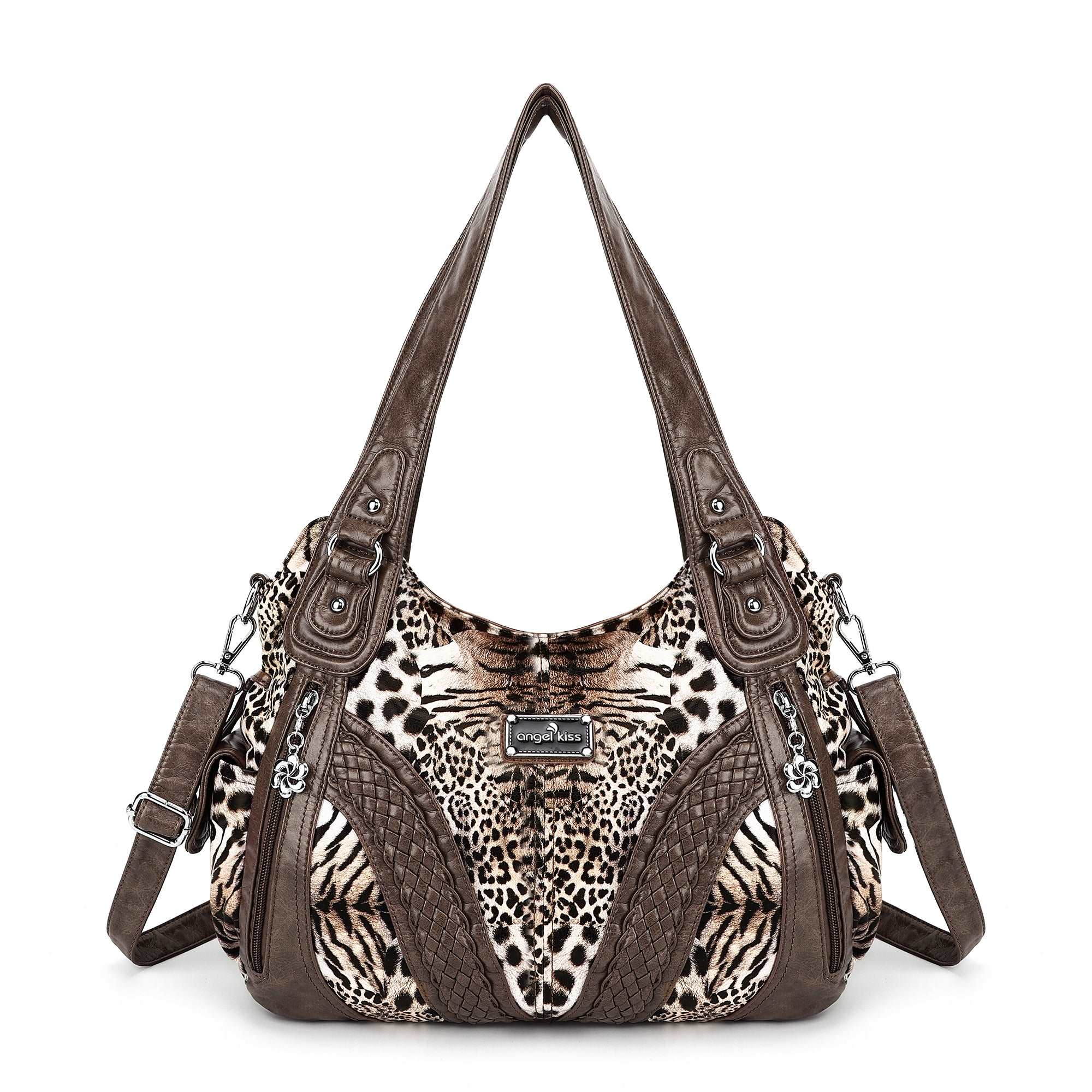 washed Leopard print Daily women Comfort hobo handbag-Angelkiss Bag