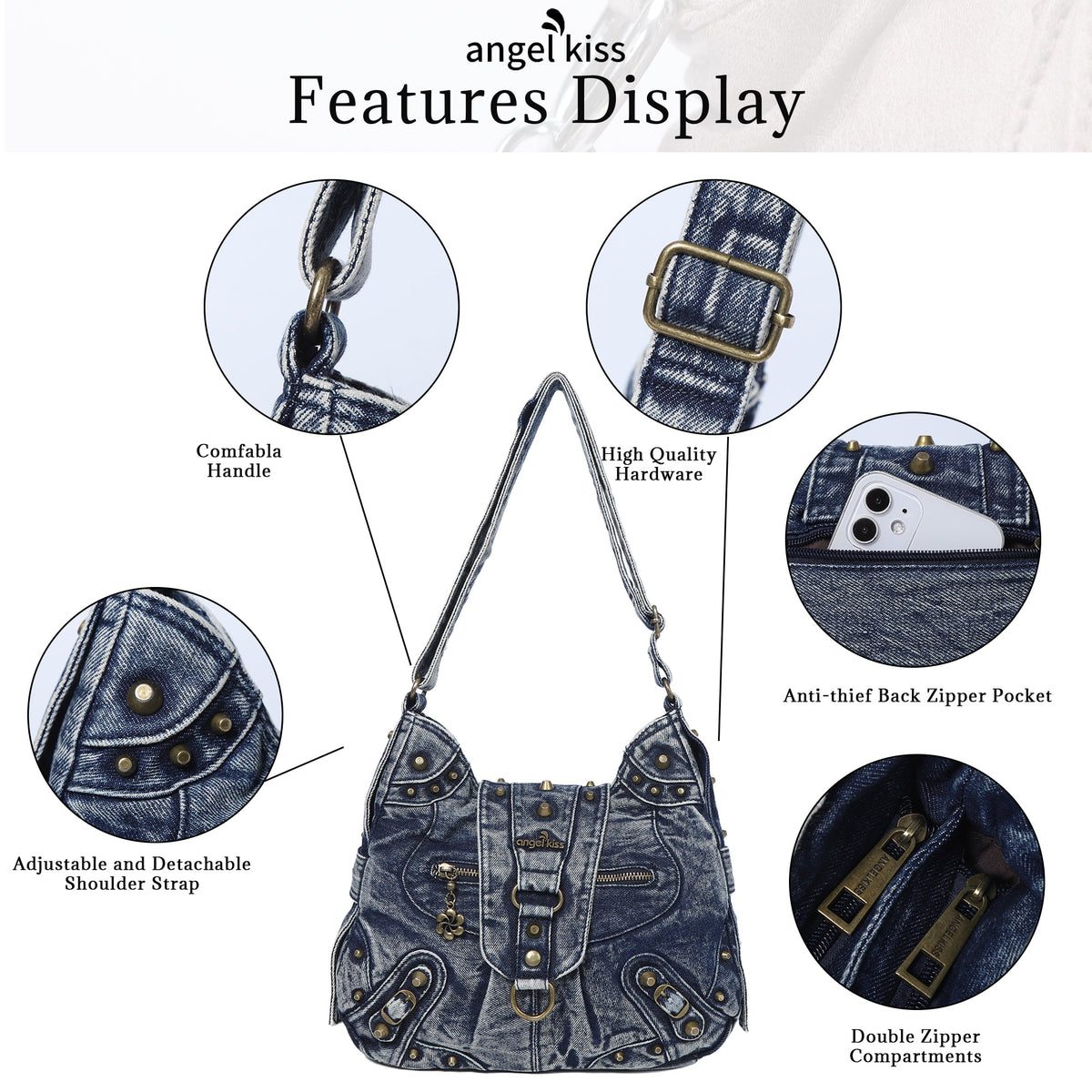 Ladies personality chic vintage backpack/satchel shoulder bag-Angelkiss Bag