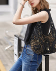 Leopard Print Crescent Shoulder Purse with Top Zip