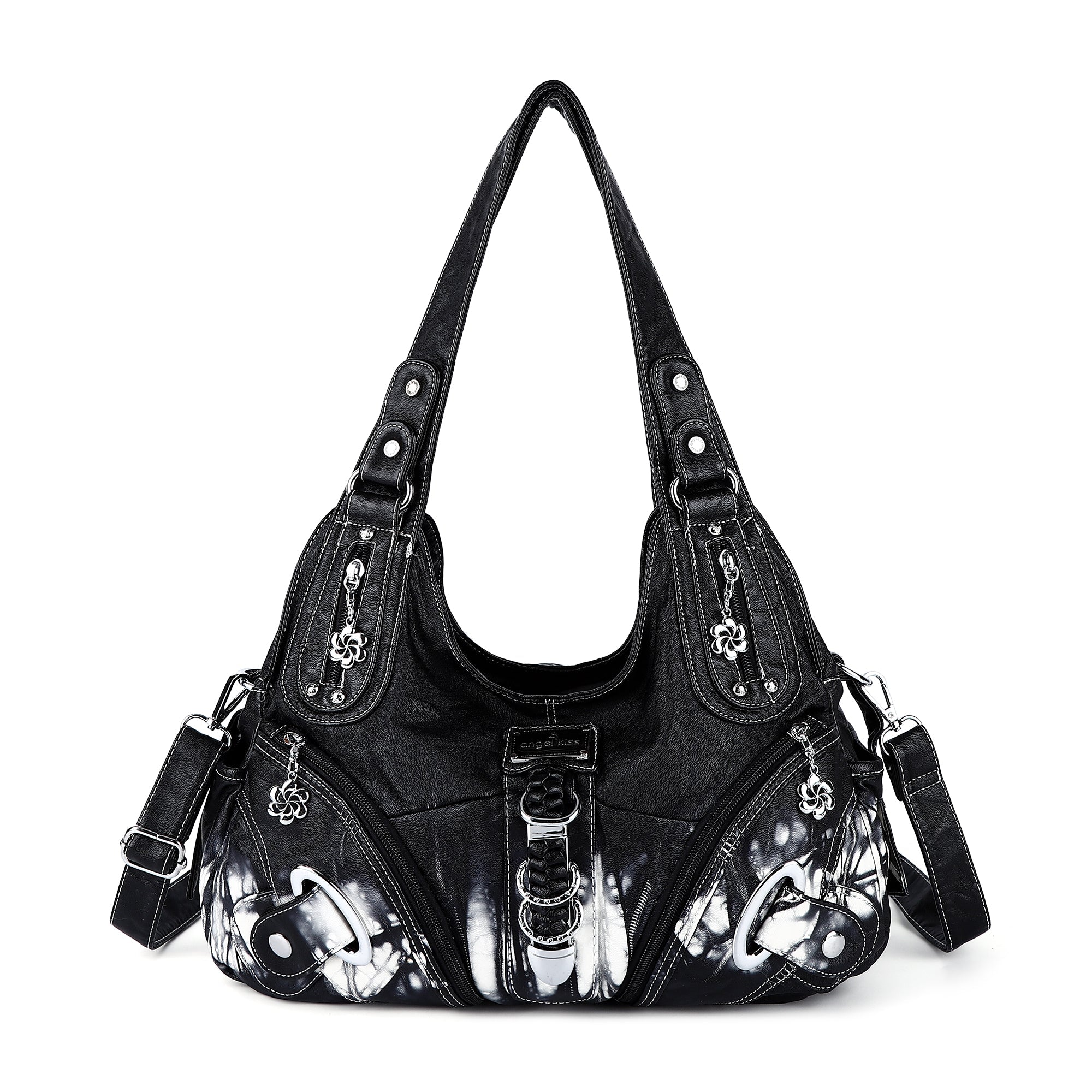 Cloud-Inspired Tie-Dye Large Hobo Shoulder Bag