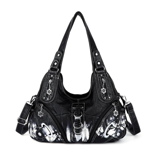 Cloud-Inspired Tie-Dye Large Hobo Shoulder Bag