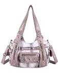East-West Multi-Pocket PU Hobo Shoulder Bag