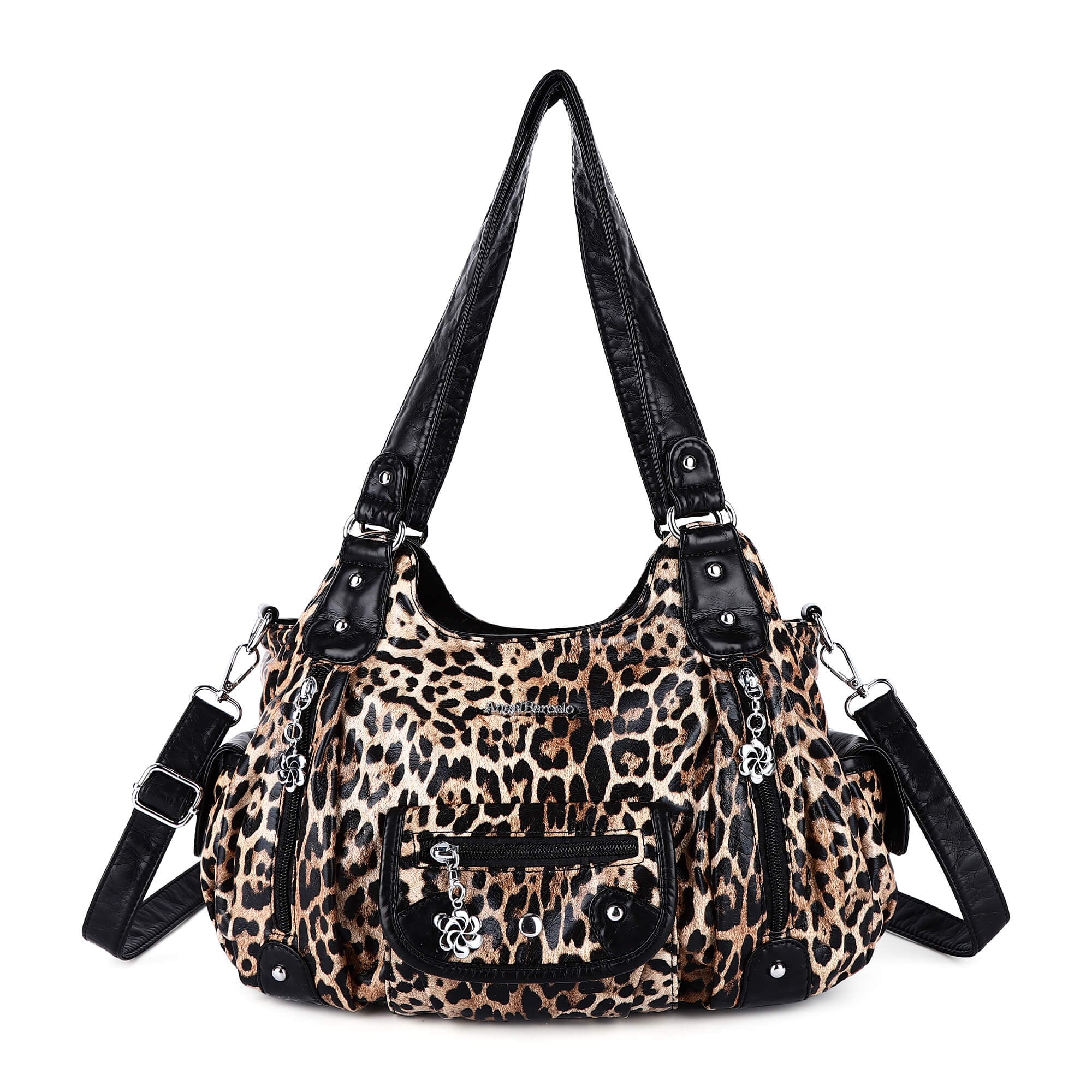 East-West Multi-Pocket PU Hobo Shoulder Bag