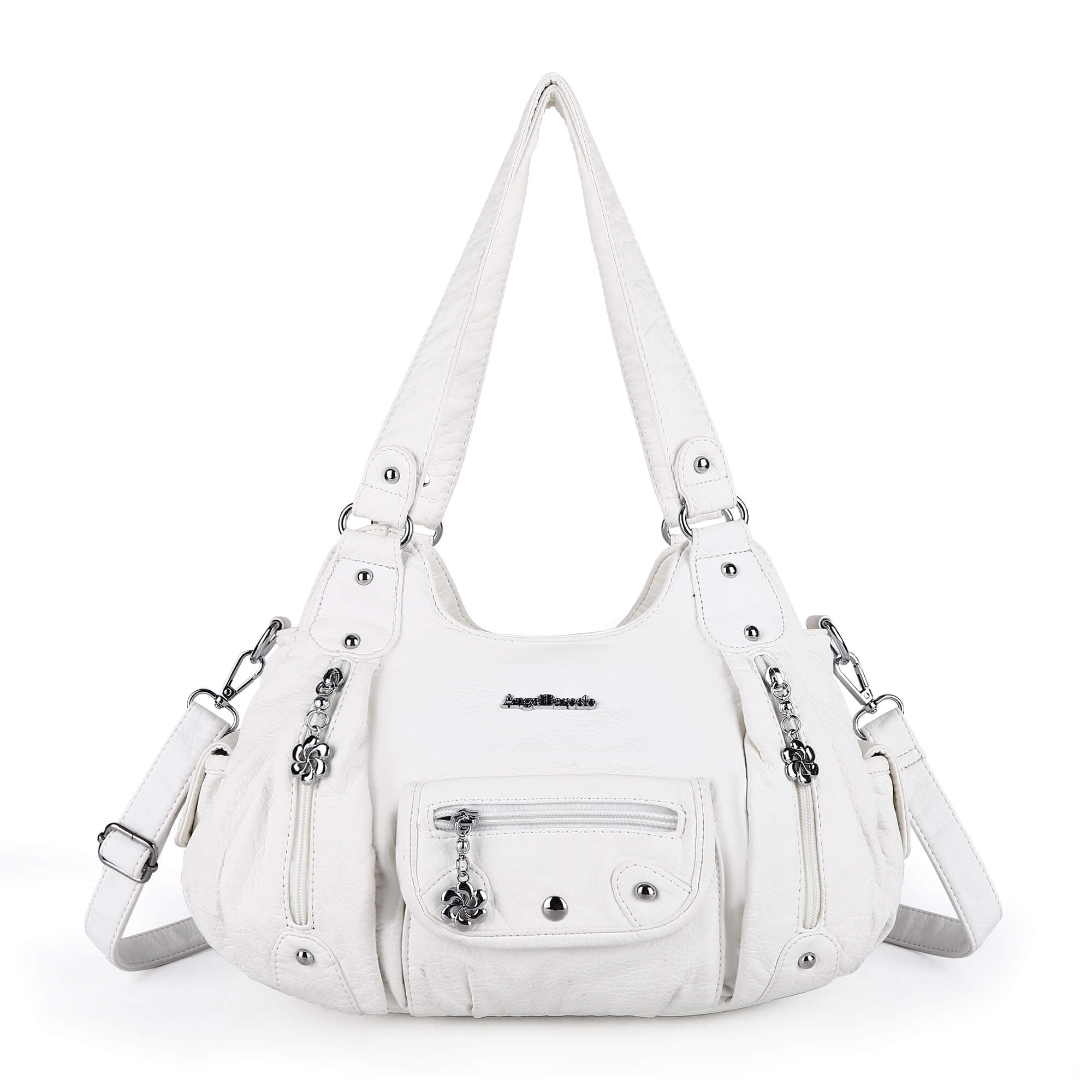 Soft PU Multi-Pocket Shoulder Purse with Crossbody Strap