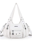 Soft PU Multi-Pocket Shoulder Purse with Crossbody Strap