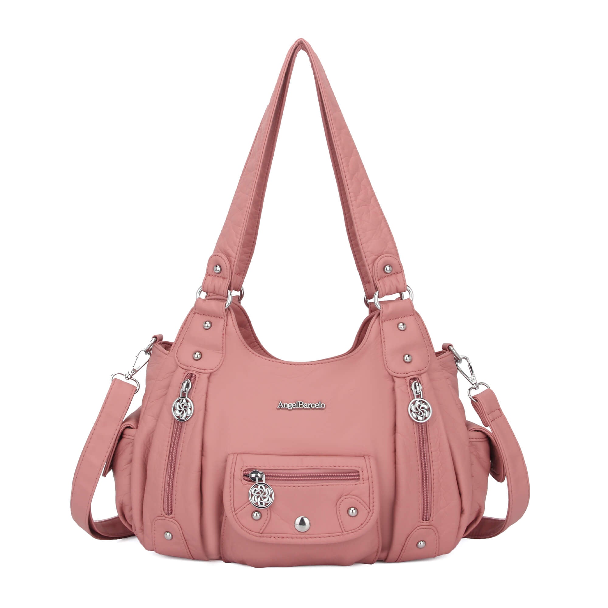 Soft PU Multi-Pocket Shoulder Purse with Crossbody Strap