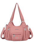 Soft PU Multi-Pocket Shoulder Purse with Crossbody Strap