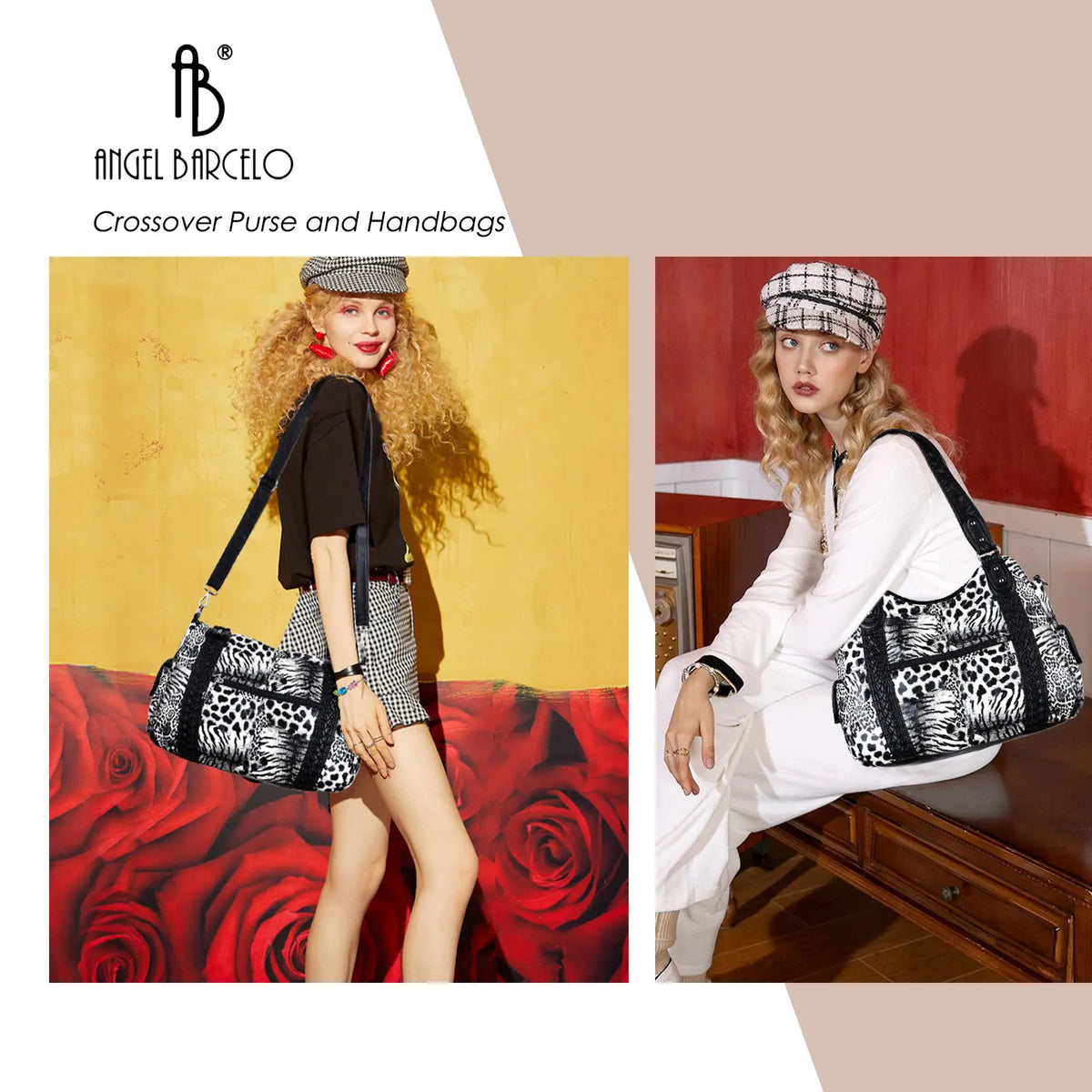 Y2k Grunge Leopard Shoulder Bag with Removable Strap