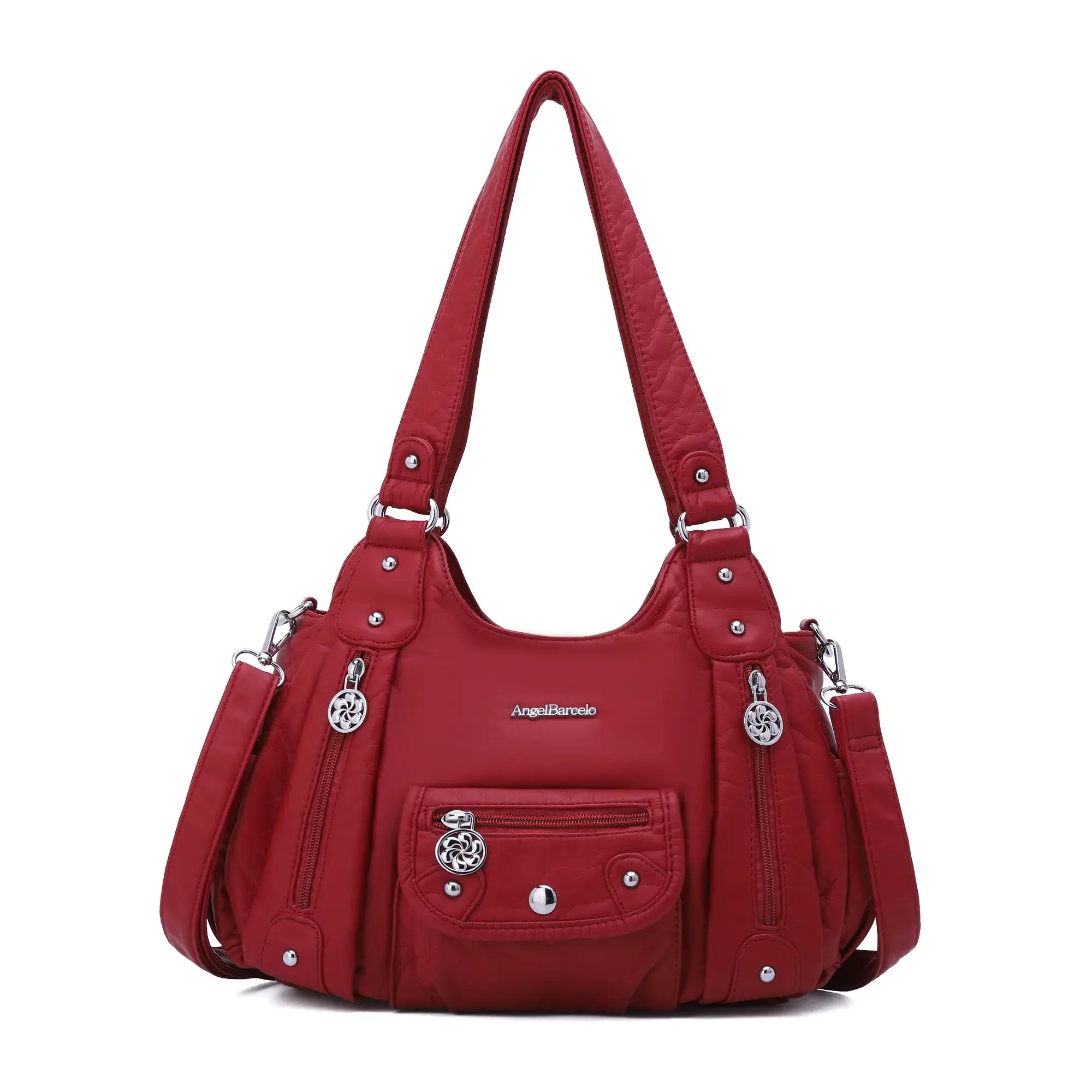 Soft PU Multi-Pocket Shoulder Purse with Crossbody Strap