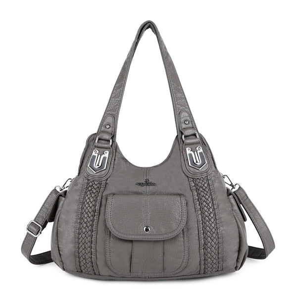 Soft Vegan Leather Woven Shoulder Bag for Women