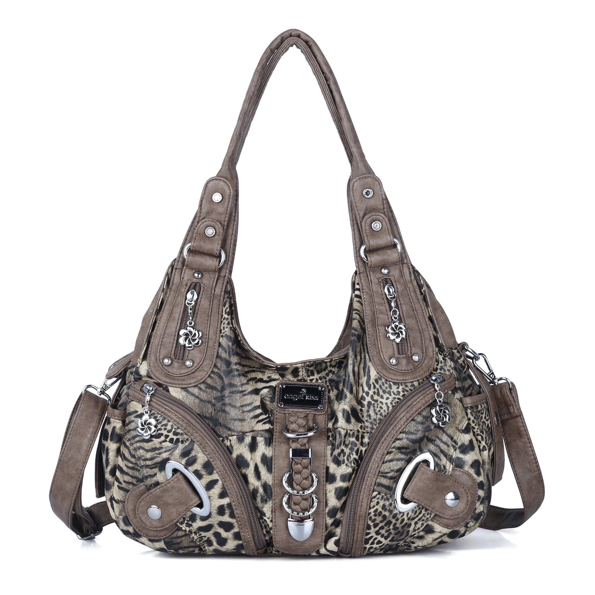 Hobo Leopard print Shoulder  Handbag-Angelkiss Bag
