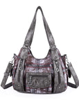 East-West Multi-Pocket PU Hobo Shoulder Bag