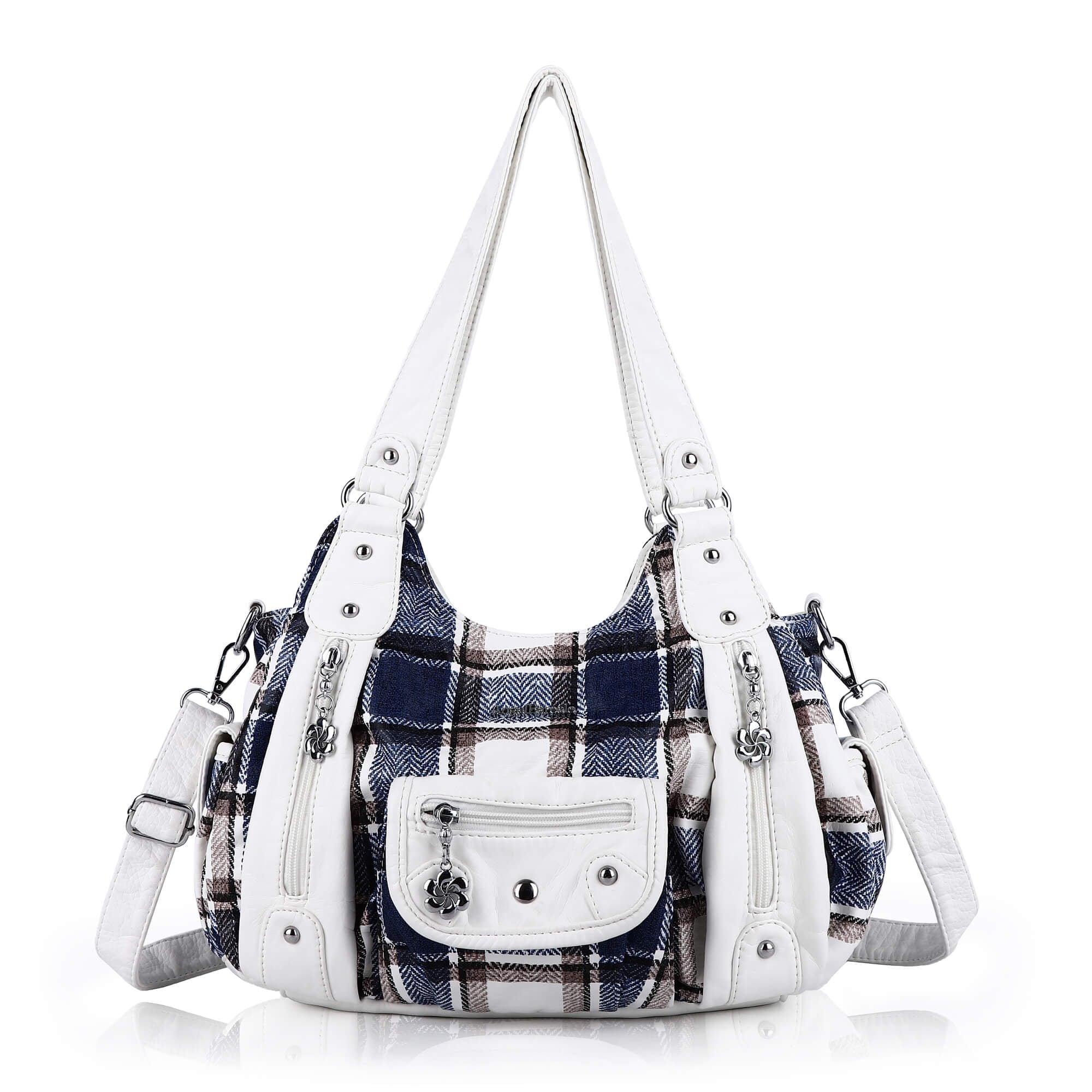 East-West Multi-Pocket PU Hobo Shoulder Bag