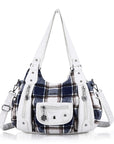 East-West Multi-Pocket PU Hobo Shoulder Bag