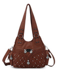 Women Large capacity hobo  Handbag Washed PU Leather-Angelkiss Bag