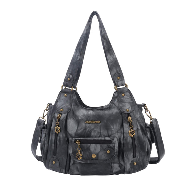 Tie-Dye Multi-Zip Hobo Shoulder Crossbody Bag