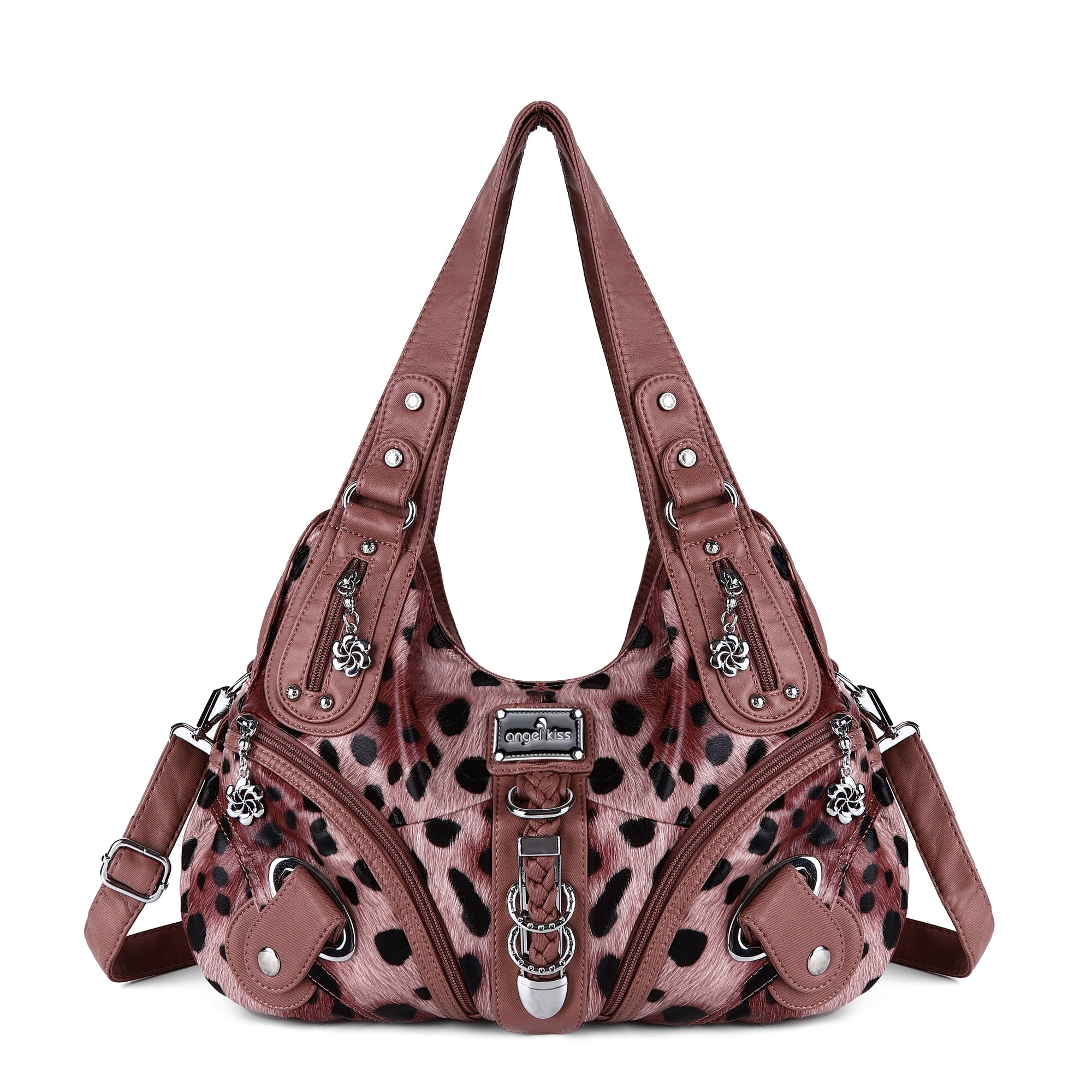 Hobo Leopard print Shoulder  Handbag-Angelkiss Bag