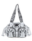 Edgy Leopard Print Satchel – Punk Rock Studded Shoulder Bag