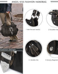 Studded Buckle Satchel Shoulder Bag with Crossbody Strap