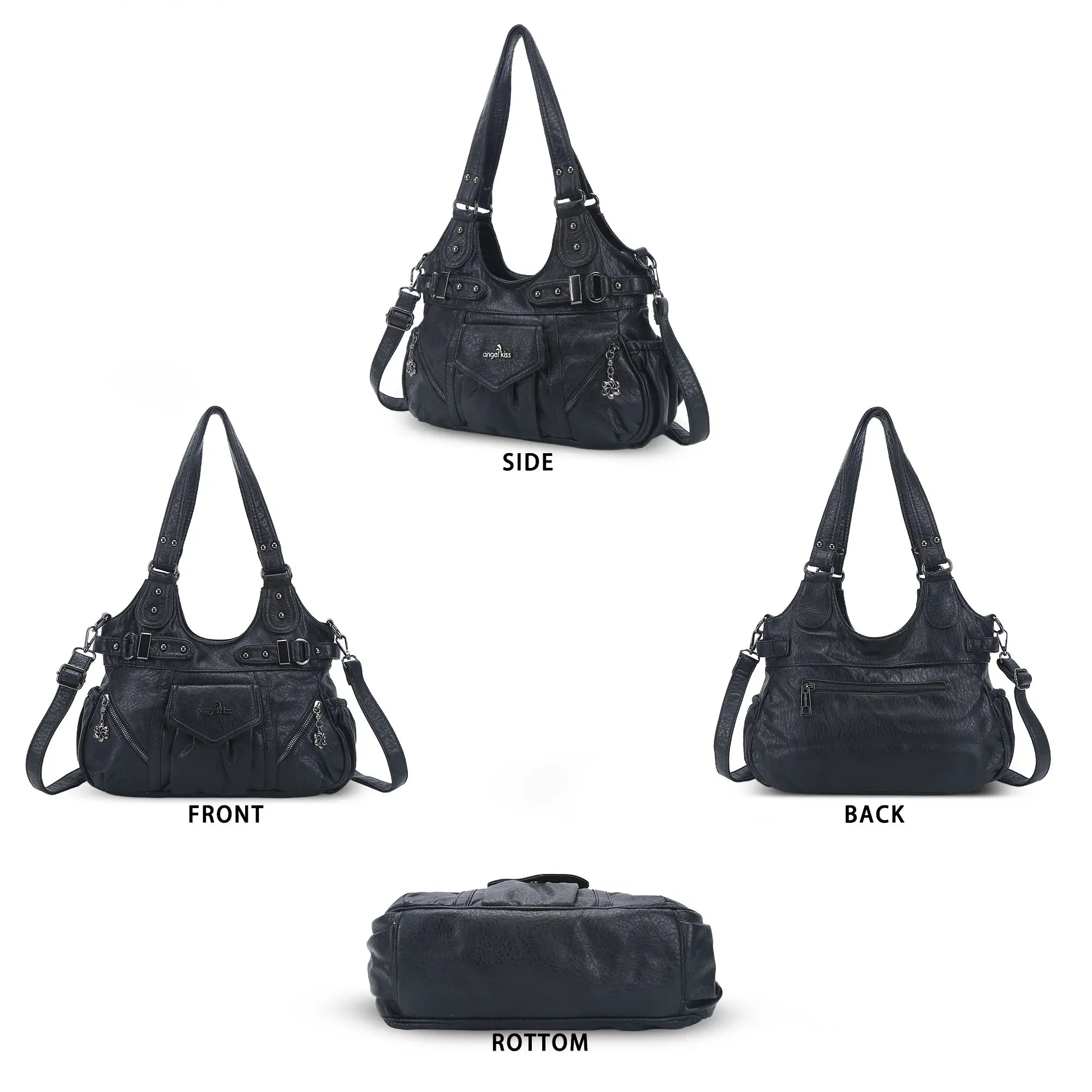 Multiple Zipper Crossbody Grunge Retro Bag